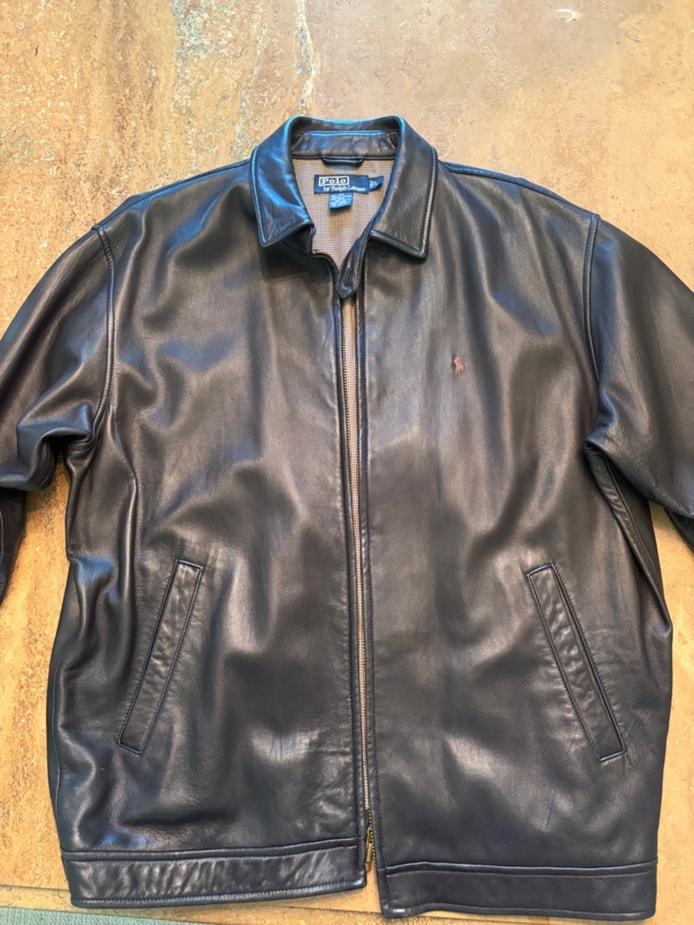 Polo by Ralph Lauren Men's Black Leather Bomber Jacket